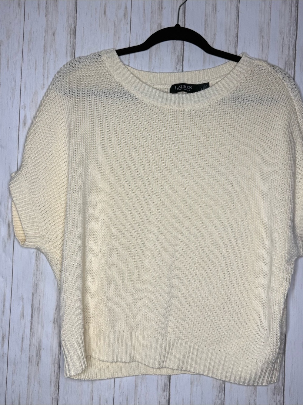 Ralph Lauren Cream Short-Sleeve Crewneck Sweater Large